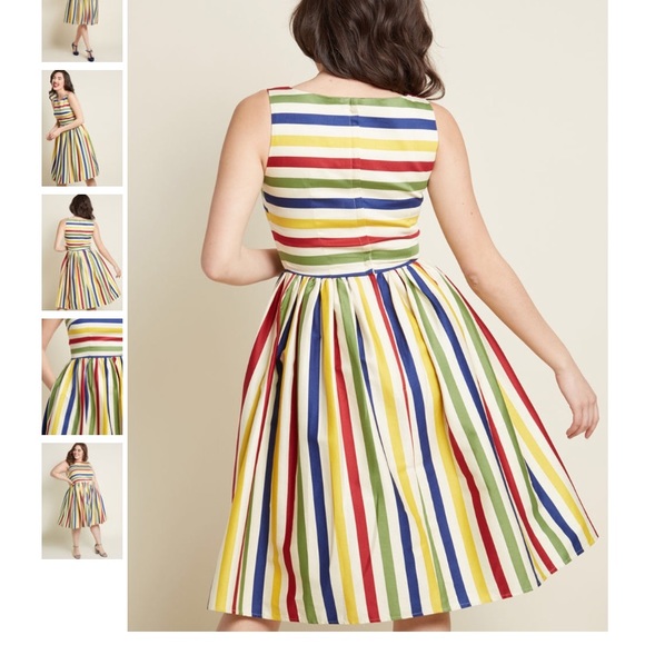 🌈Modcloth Collectif Rainbow Striped Dress 🍭 - Picture 4 of 8